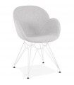 Fauteuil design gris clair en tissu Gianna