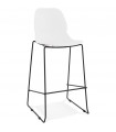 Tabouret de bar design blanc en plastique et métal Reman