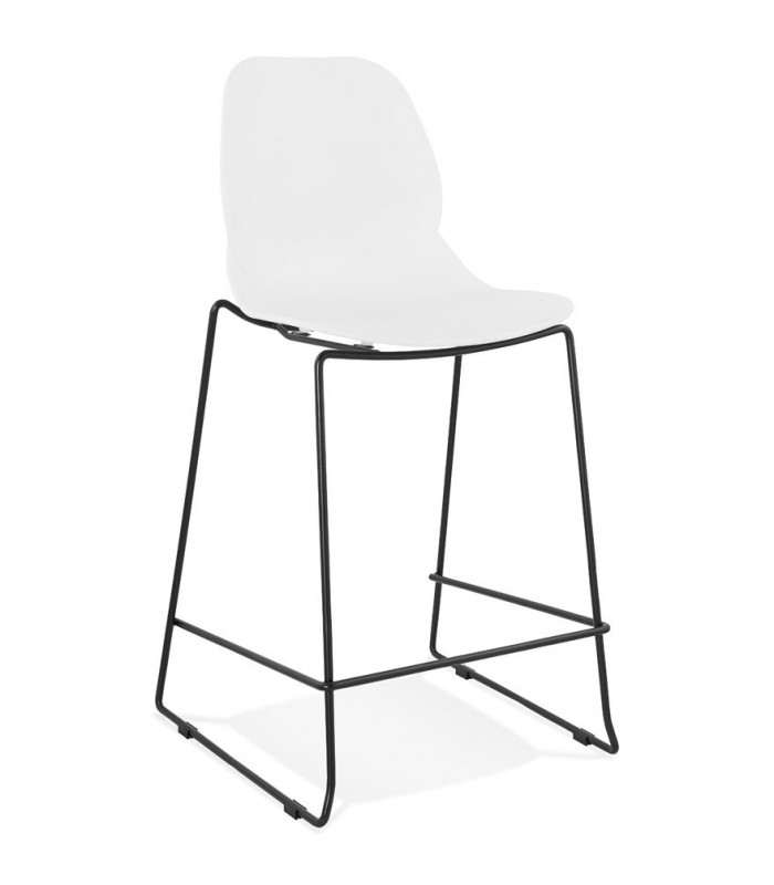 Tabouret de bar design blanc en plastique et métal Reman Mini