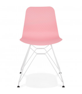 Chaise design rose en plastique et métal Curl