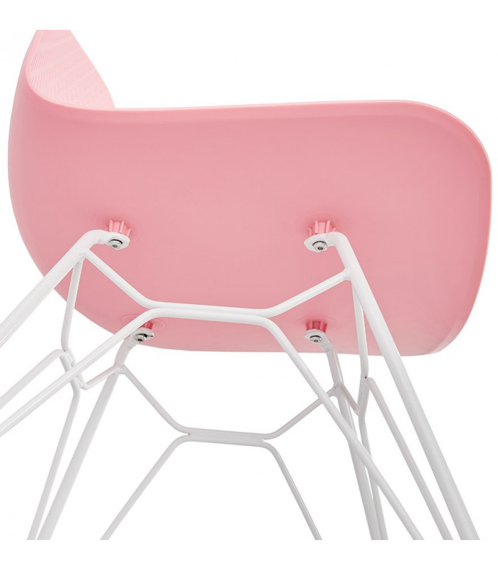 Chaise design rose en plastique et métal Curl