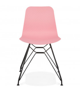 Chaise design rose en plastique et métal Curl