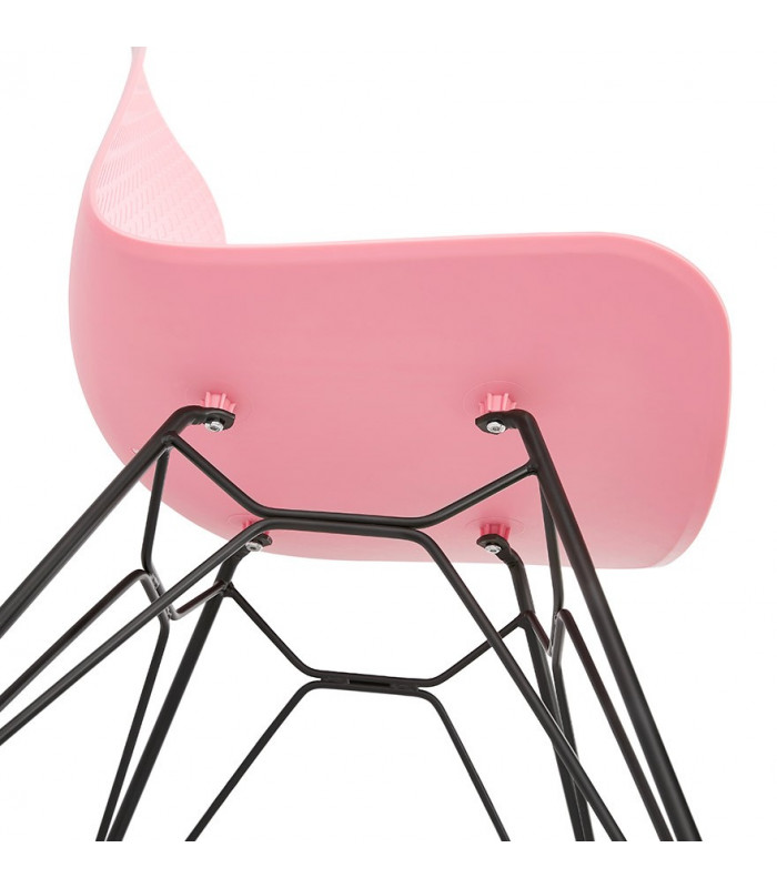 Chaise design rose en plastique et métal Curl