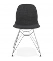 Chaise design gris foncé en tissu et métal Kora