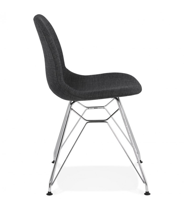 Chaise design gris foncé en tissu et métal Kora