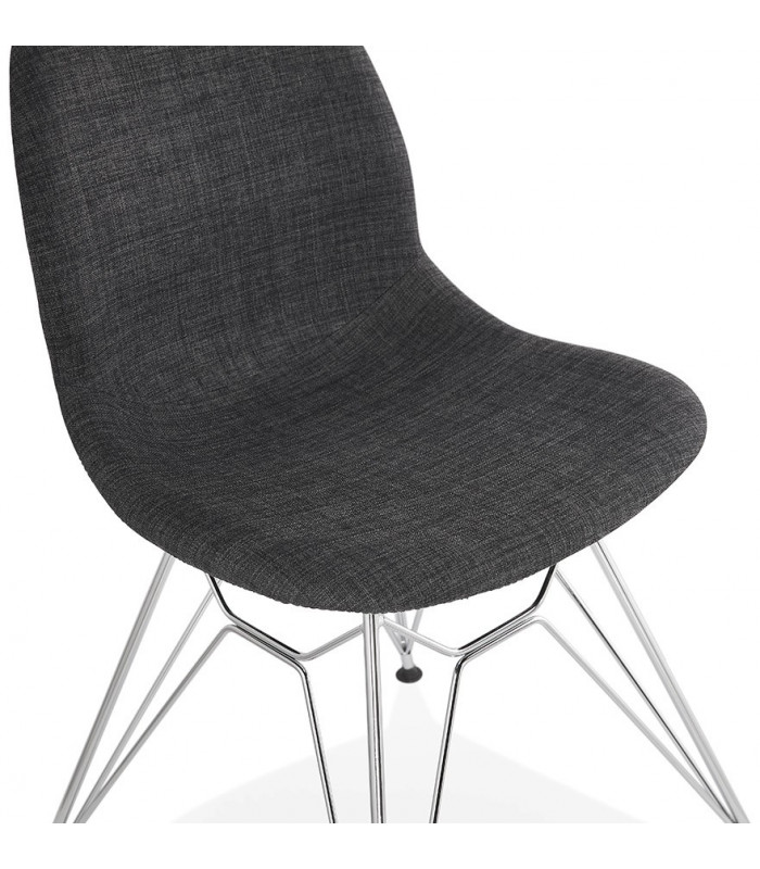 Chaise design gris foncé en tissu et métal Kora