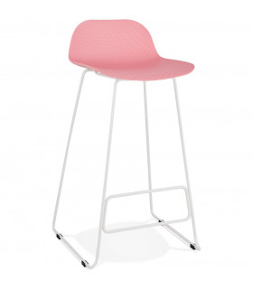 Tabouret de bar design rose en plastique et métal Monaco