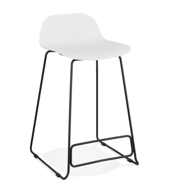 Tabouret de bar design blanc en plastique et métal Monaco Mini