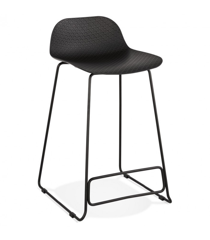 Tabouret de bar design noir en plastique et métal Monaco Mini