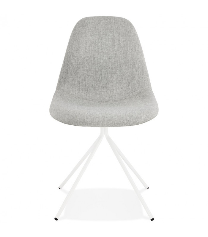 Chaise design gris clair en tissu et métal Dara