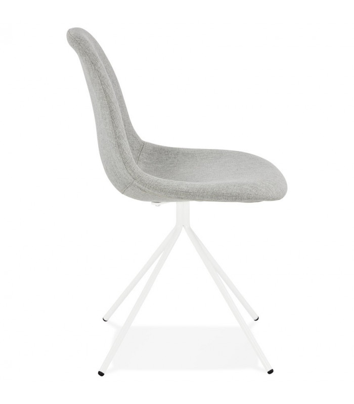 Chaise design gris clair en tissu et métal Dara