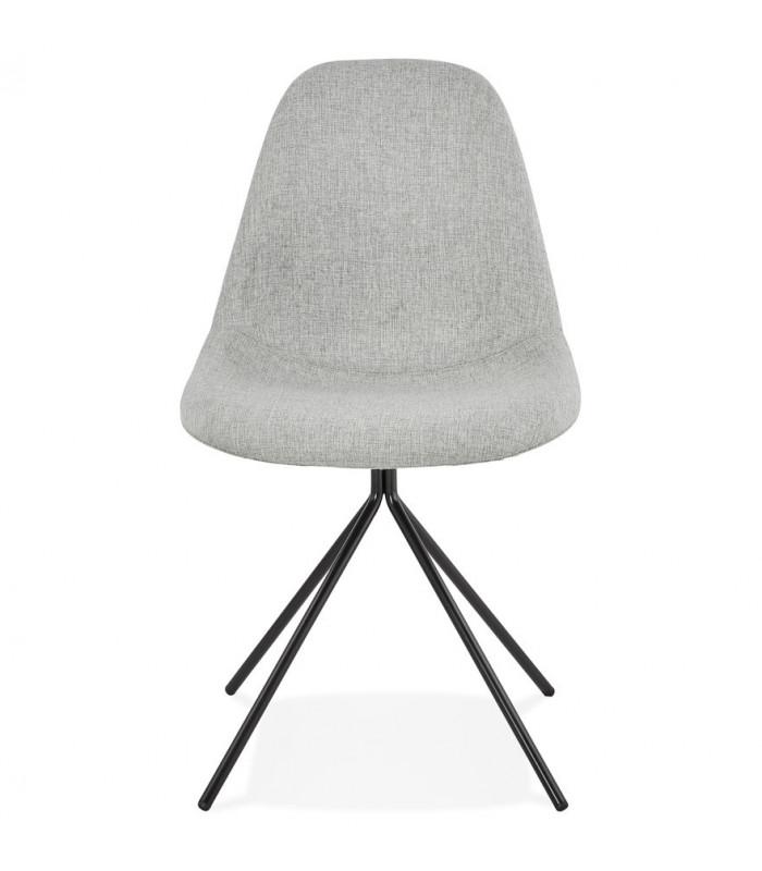 Chaise design gris clair en tissu et métal Dara