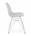 Chaise design gris clair en tissu et métal Kora