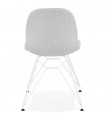 Chaise design gris clair en tissu et métal Kora