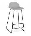 Tabouret de bar design gris en plastique et métal Monaco