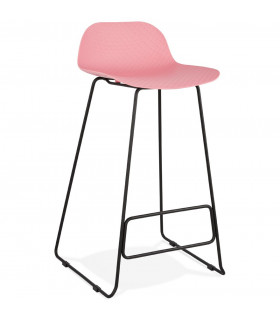Tabouret de bar design rose en plastique et métal Monaco