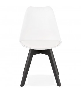 Chaise design blanc en plastique et bois Arabesque