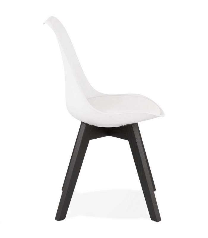 Chaise design blanc en plastique et bois Arabesque