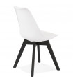Chaise design blanc en plastique et bois Arabesque