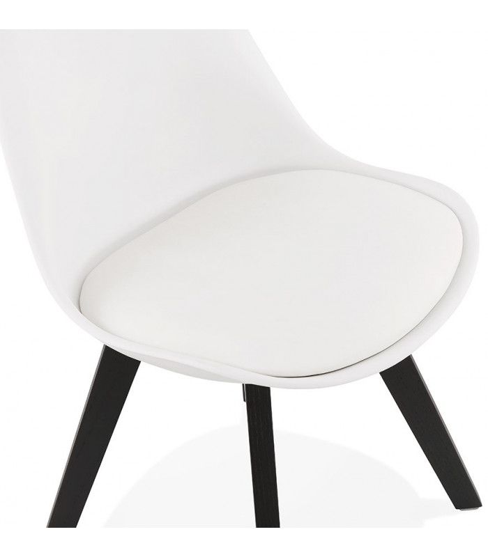 Chaise design blanc en plastique et bois Arabesque