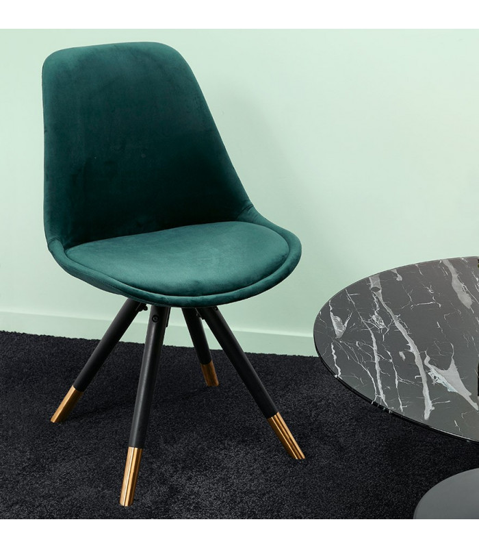 Chaise design vert en tissu et bois Hoop