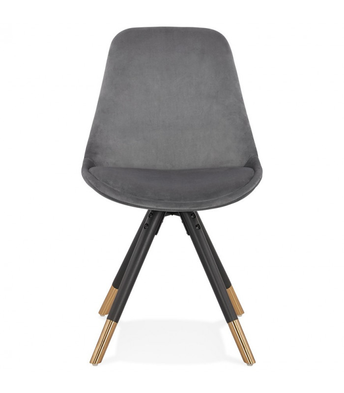 Chaise design gris en tissu et bois Hoop
