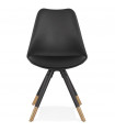 Chaise design noir en plastique et bois Moreto