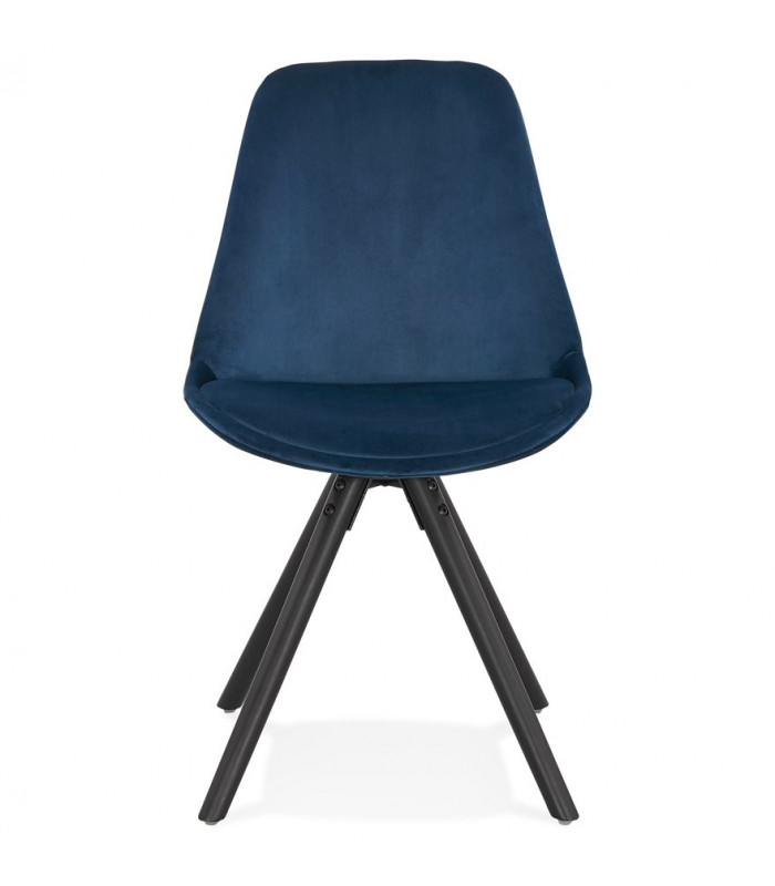 Chaise design bleu en tissu et bois Eton