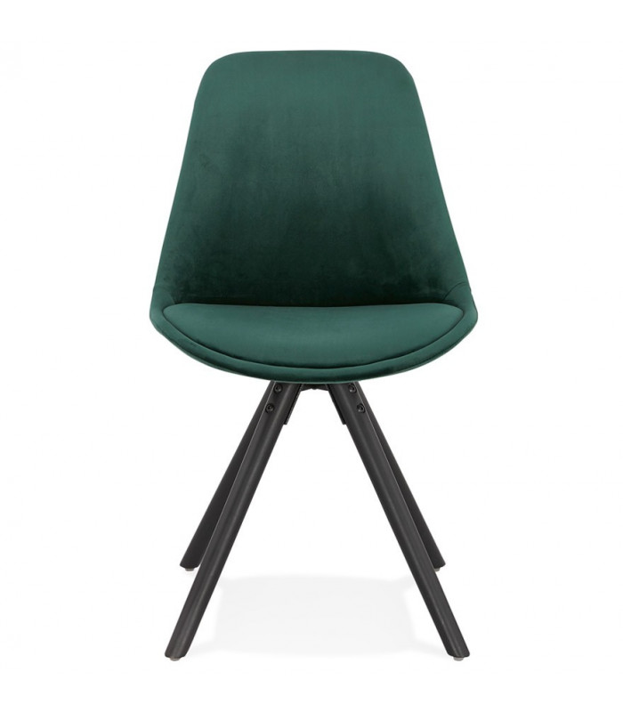 Chaise design vert en tissu et bois Eton