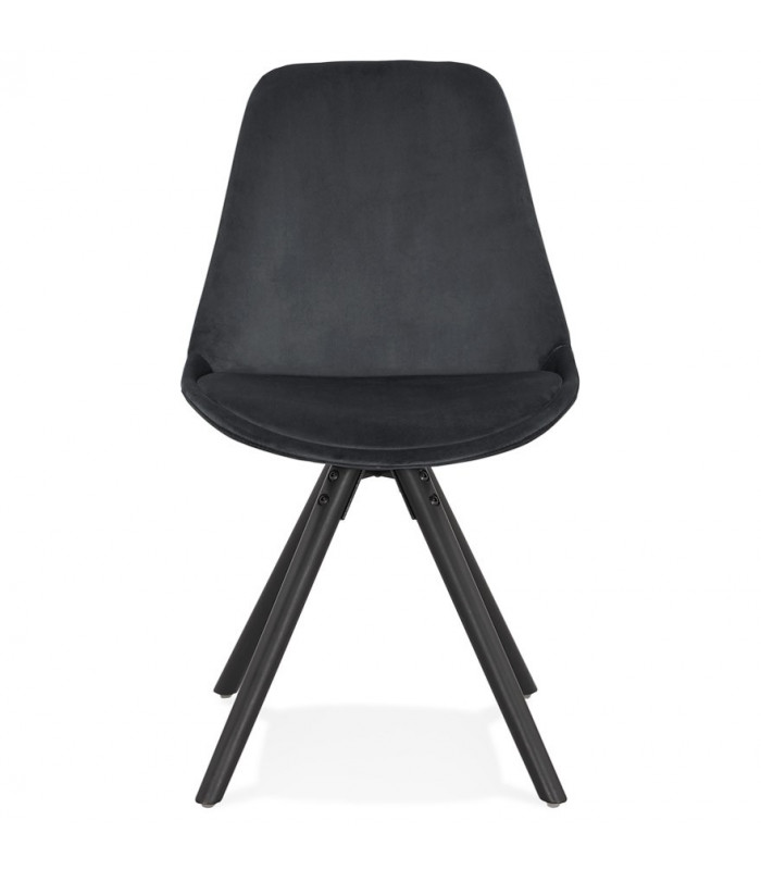 Chaise design noir en tissu et bois Eton