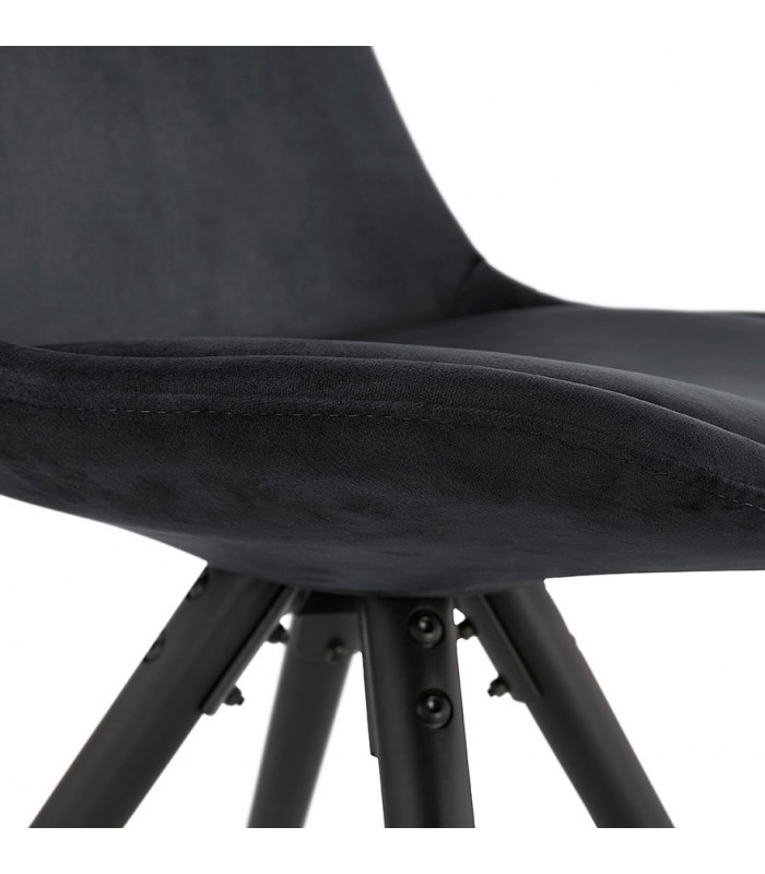 Chaise design noir en tissu et bois Eton