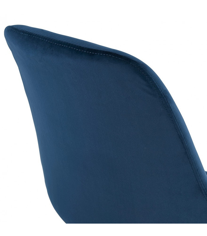 Chaise design bleu en tissu et bois Kolo