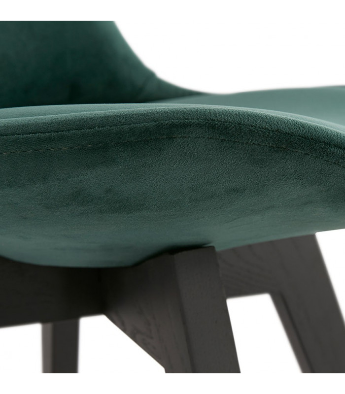 Chaise design vert en tissu et bois Kolo