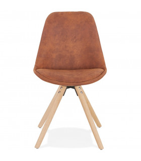 Chaise design marron en tissu et bois Bluffton