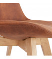 Chaise design marron en tissu et bois Mordax