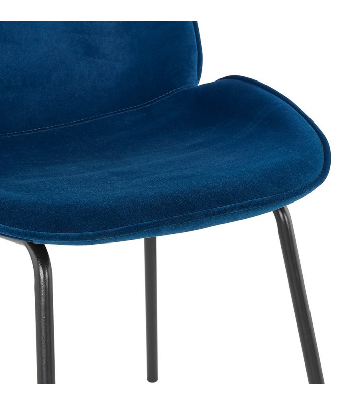 Chaise design bleu en tissu et métal Acadia