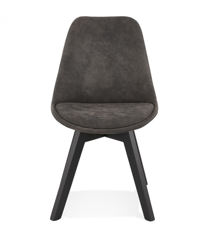 Chaise design gris foncé en tissu et bois Mordax