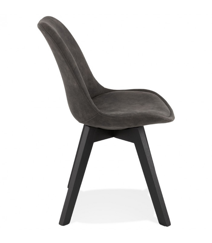 Chaise design gris foncé en tissu et bois Mordax