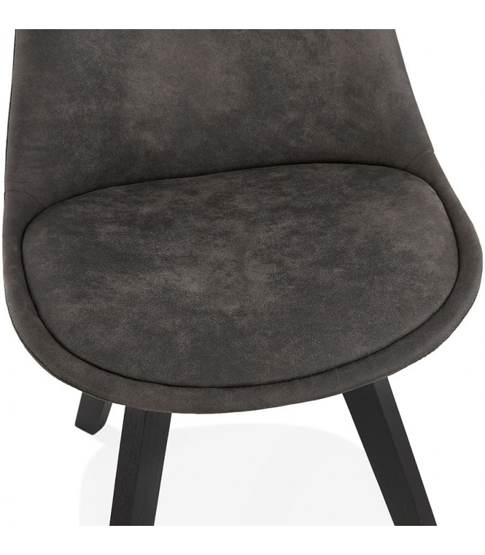 Chaise design gris foncé en tissu et bois Mordax