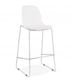 Tabouret de bar design blanc en plastique et métal Reman