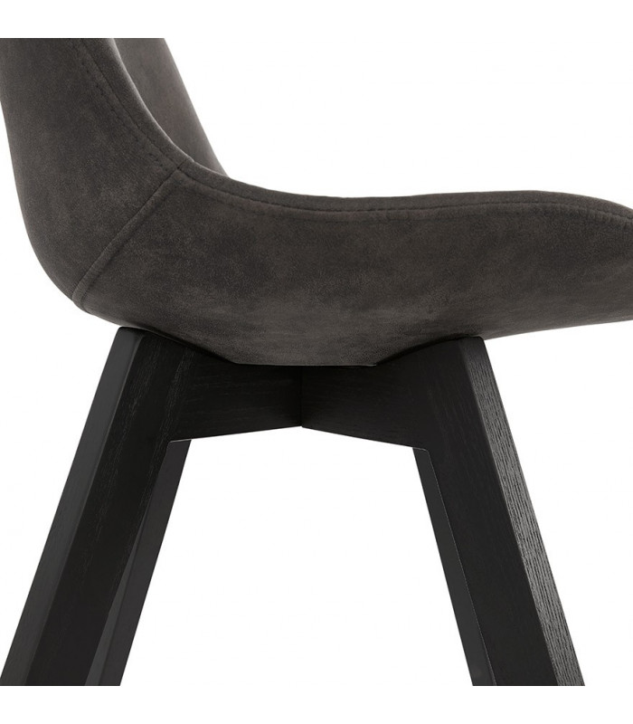 Chaise design gris foncé en tissu et bois Mordax