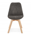 Chaise design gris foncé en tissu et bois Mordax