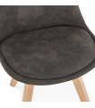 Chaise design gris foncé en tissu et bois Mordax