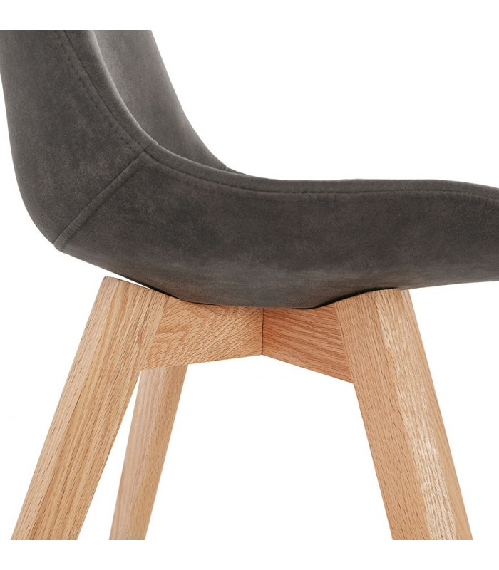 Chaise design gris foncé en tissu et bois Mordax