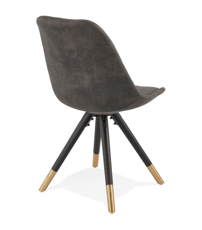Chaise design gris foncé en tissu et bois Merrill