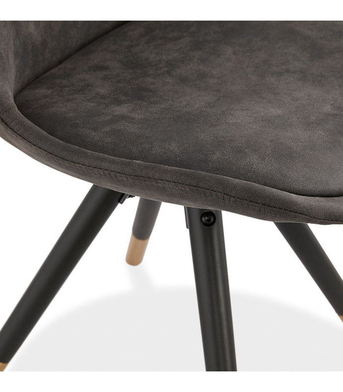 Chaise design gris foncé en tissu et bois Merrill