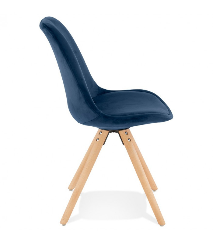 Chaise design bleu en tissu et bois Eton