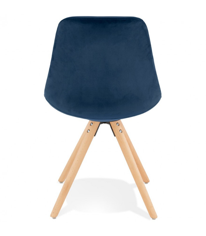 Chaise design bleu en tissu et bois Eton
