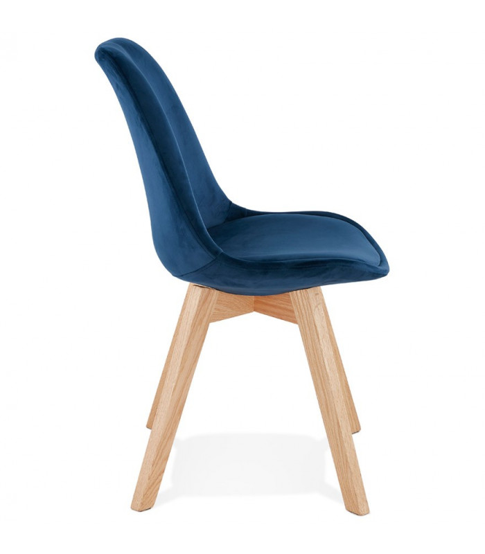 Chaise design bleu en tissu et bois Kolo