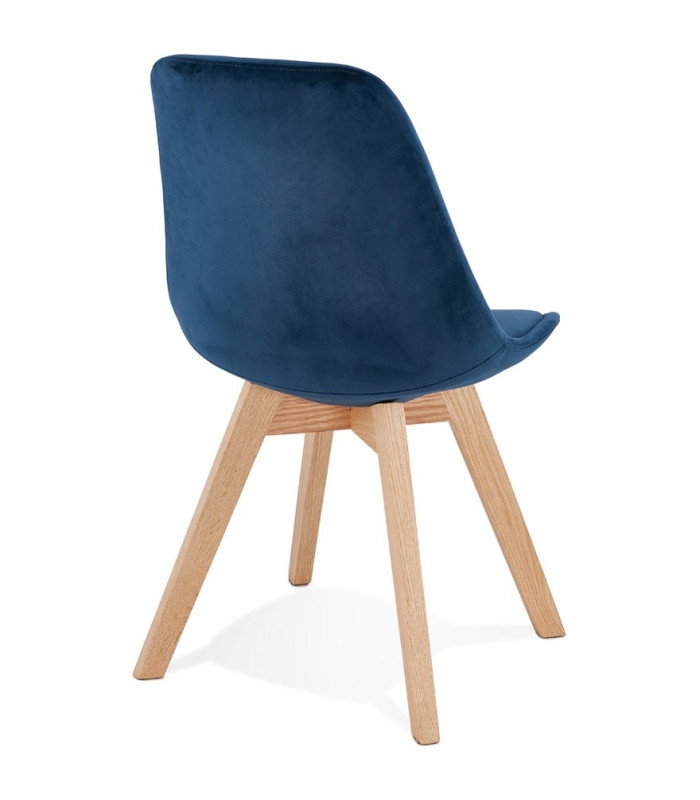 Chaise design bleu en tissu et bois Kolo